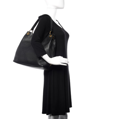 Prada Vitello Phenix Embossed Logo Hobo Black 2 of 10
