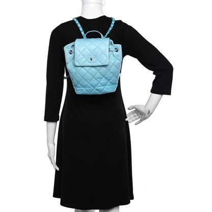 Chanel Shaded Caviar Quilted Lacquered CC My Everything Drawstring Backpack Blue Light Blue 2 of 10
