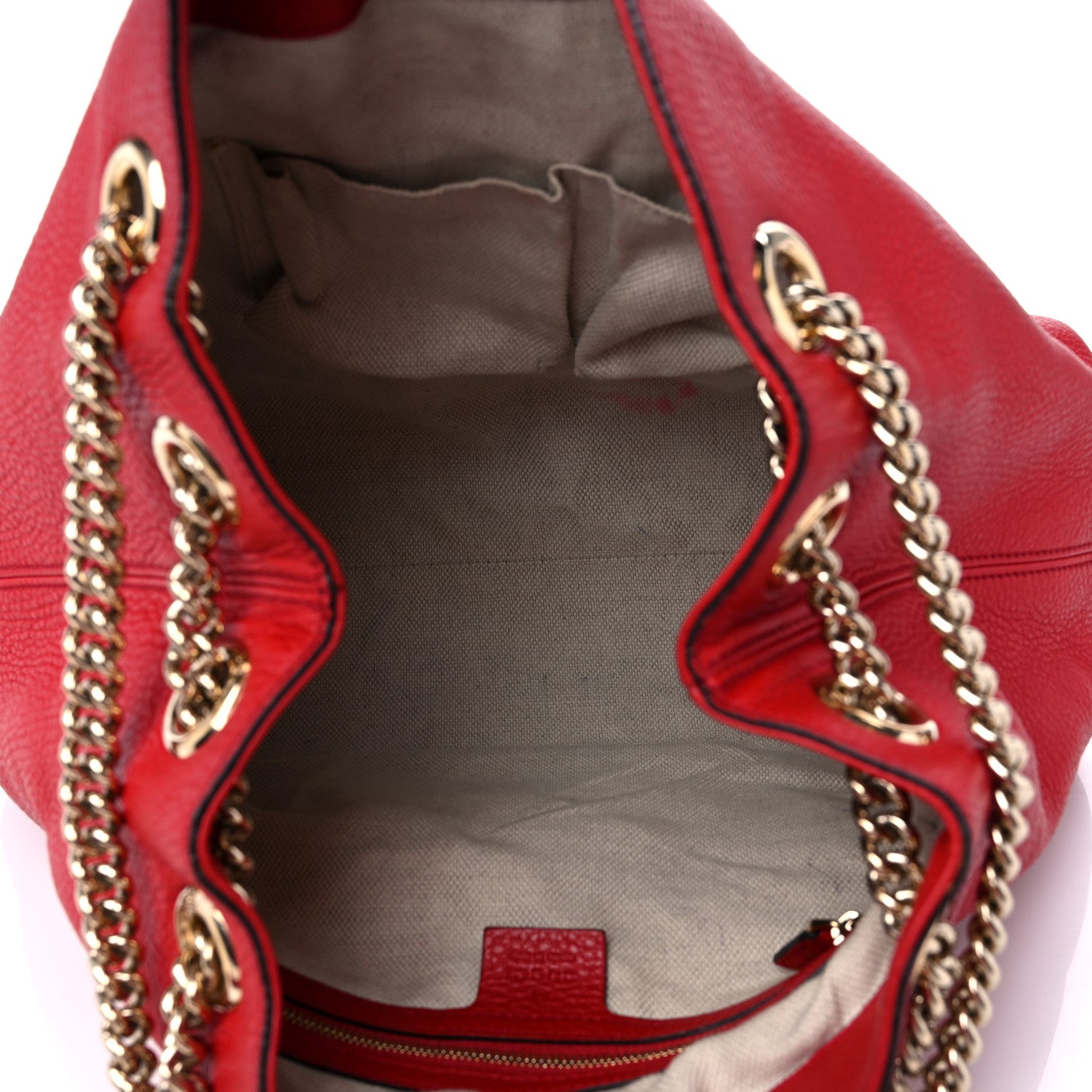 Gucci Pebbled Calfskin Medium Soho Chain Shoulder Bag Tabasco Red 5 of 17