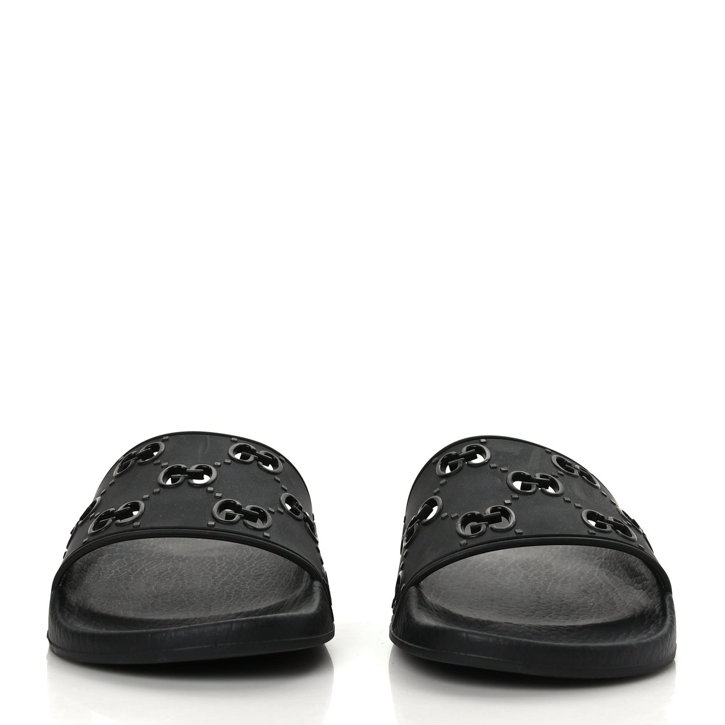 Rubber GG Monogram Perforated Womens Slide Sandals 38 Black