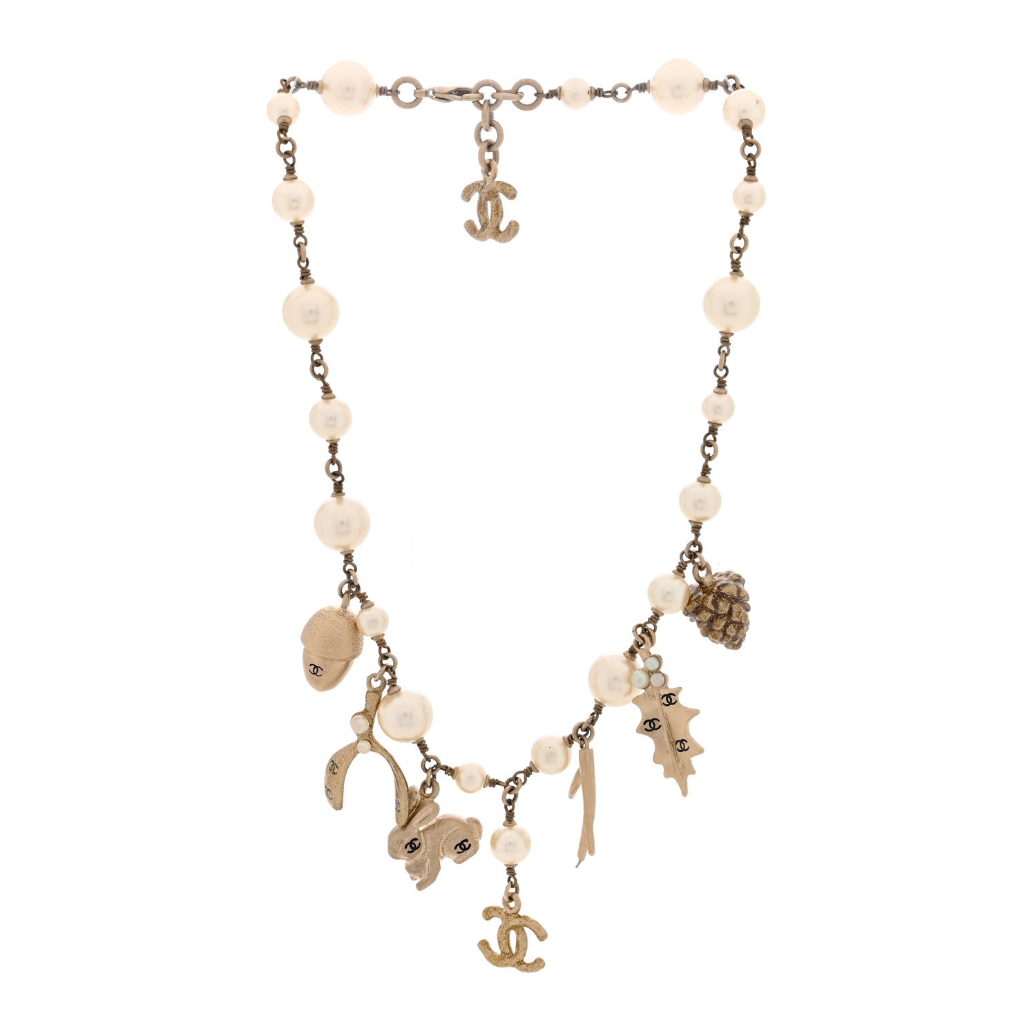 Chanel Pearl CC Charm Short Necklace Gold 3 of 4