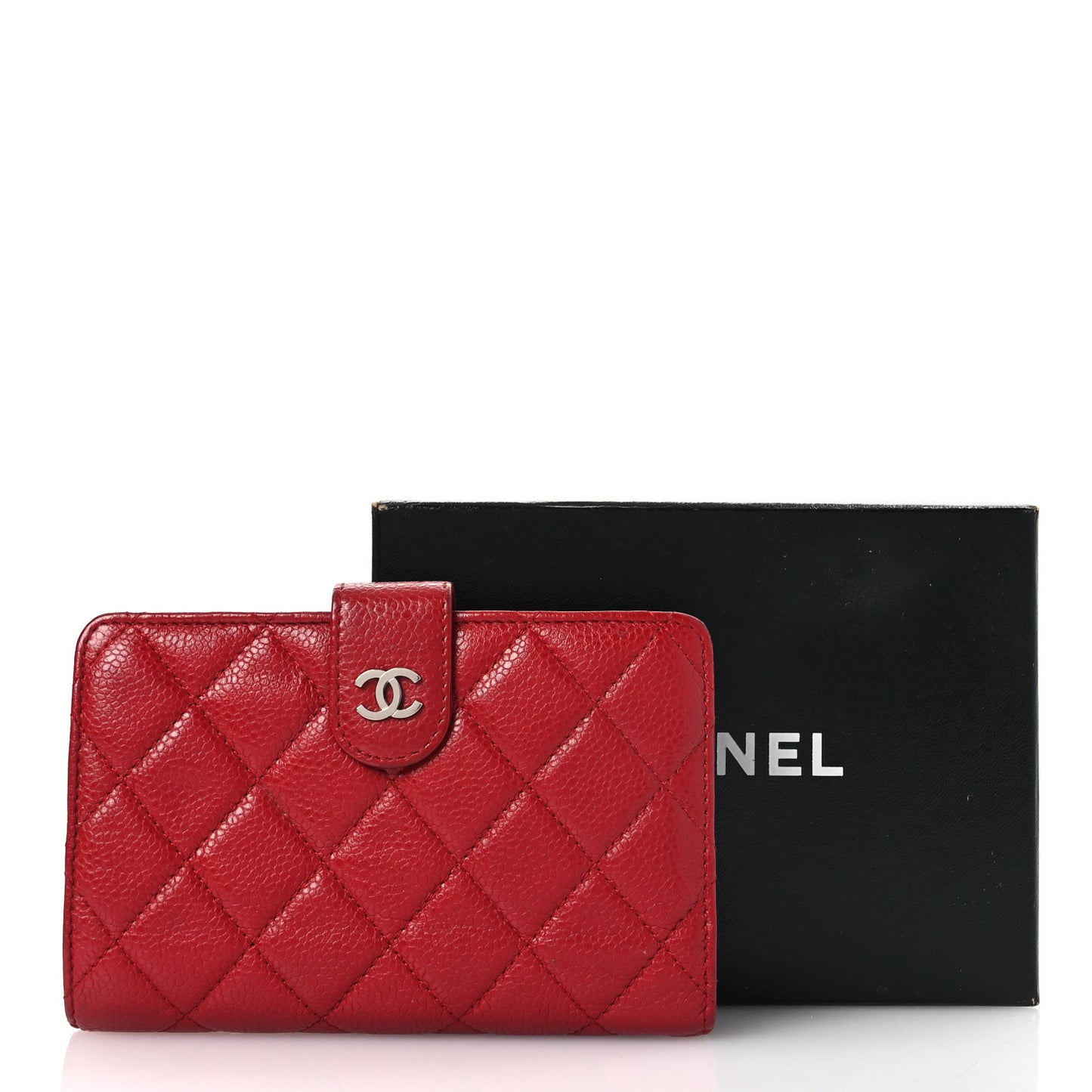 Caviar Quilted CC French Wallet Red