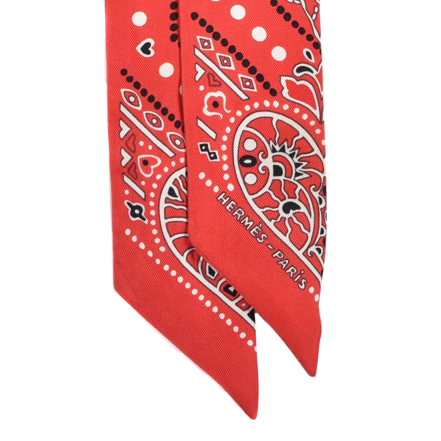 Hermes Silk Entre Ciel Et Mer Twilly Rouge White Black 2 of 3