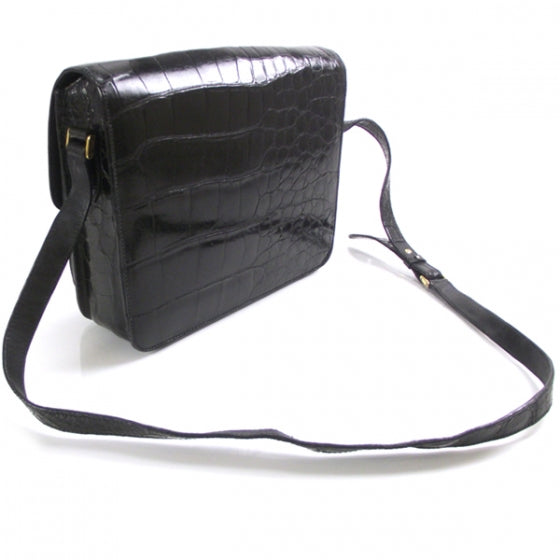 Vintage Crocodile Shoulder Bag Black