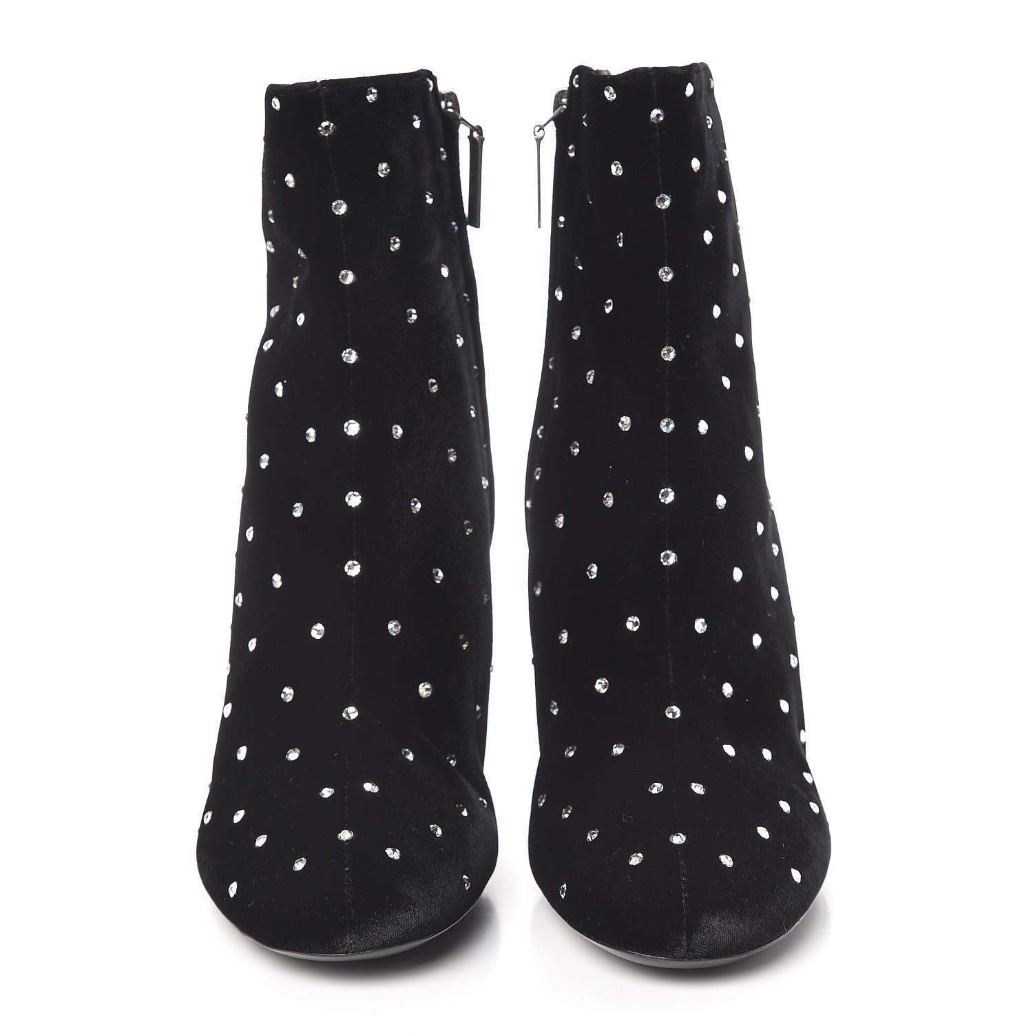Saint Laurent Velluto Master Crystal Loulou 95 Ankle Boots 38.5 Black 2 of 8