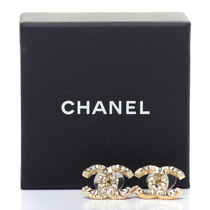 Chanel Metal Textured CC Earrings Gold 5 of 5