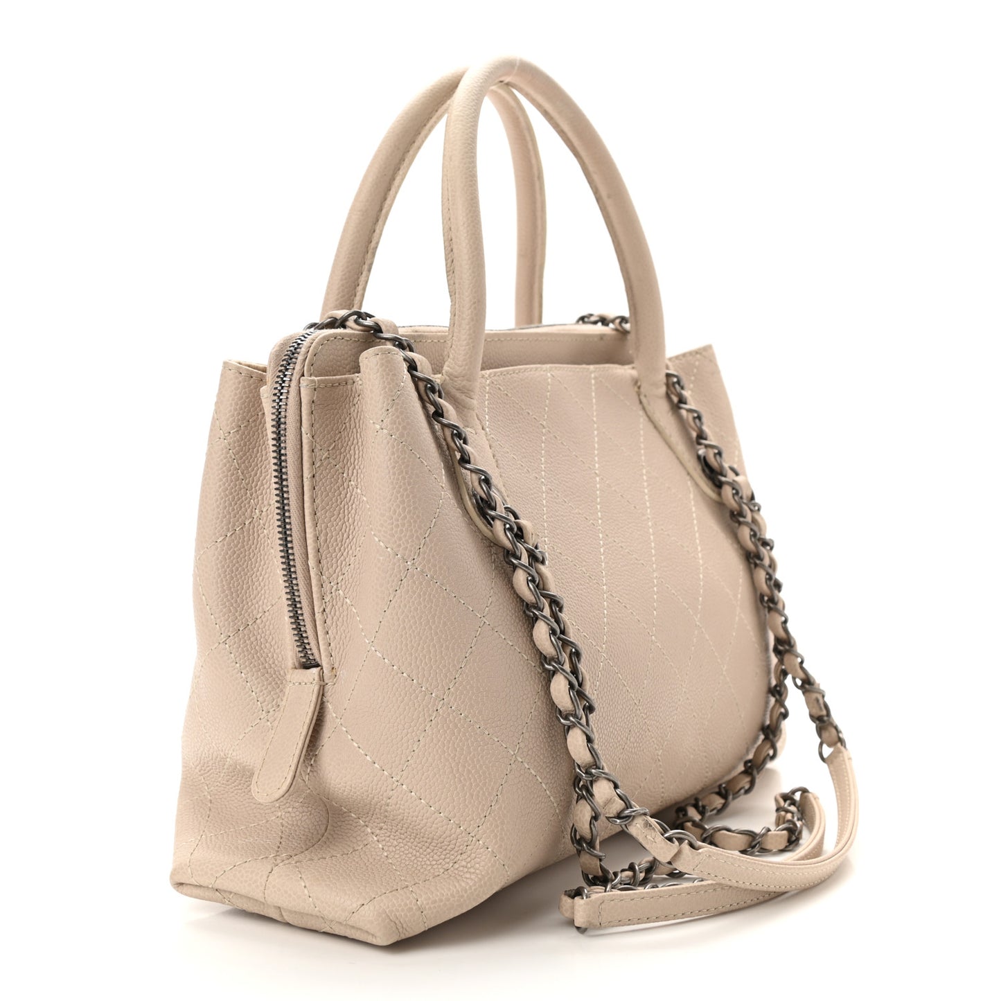 Grained Vegetal Calfskin Small Urban Shopping Tote Beige