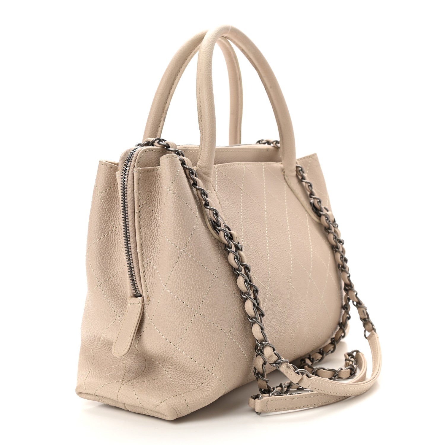 Chanel Grained Vegetal Calfskin Small Urban Shopping Tote Beige 3 of 11
