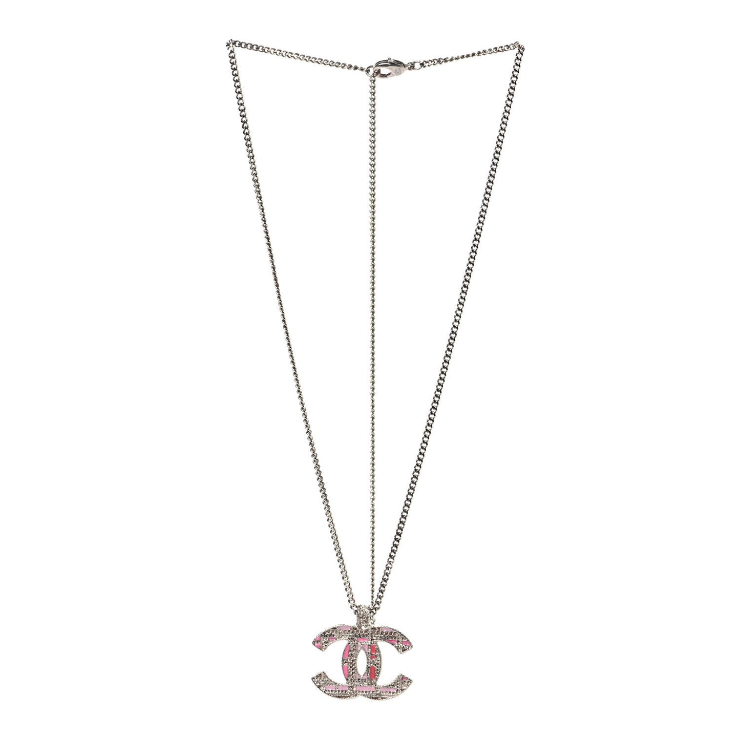 Crystal Enamel Tweed Effect CC Necklace Gold