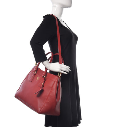 Prada Vitello Daino Tote Rosso 2 of 19