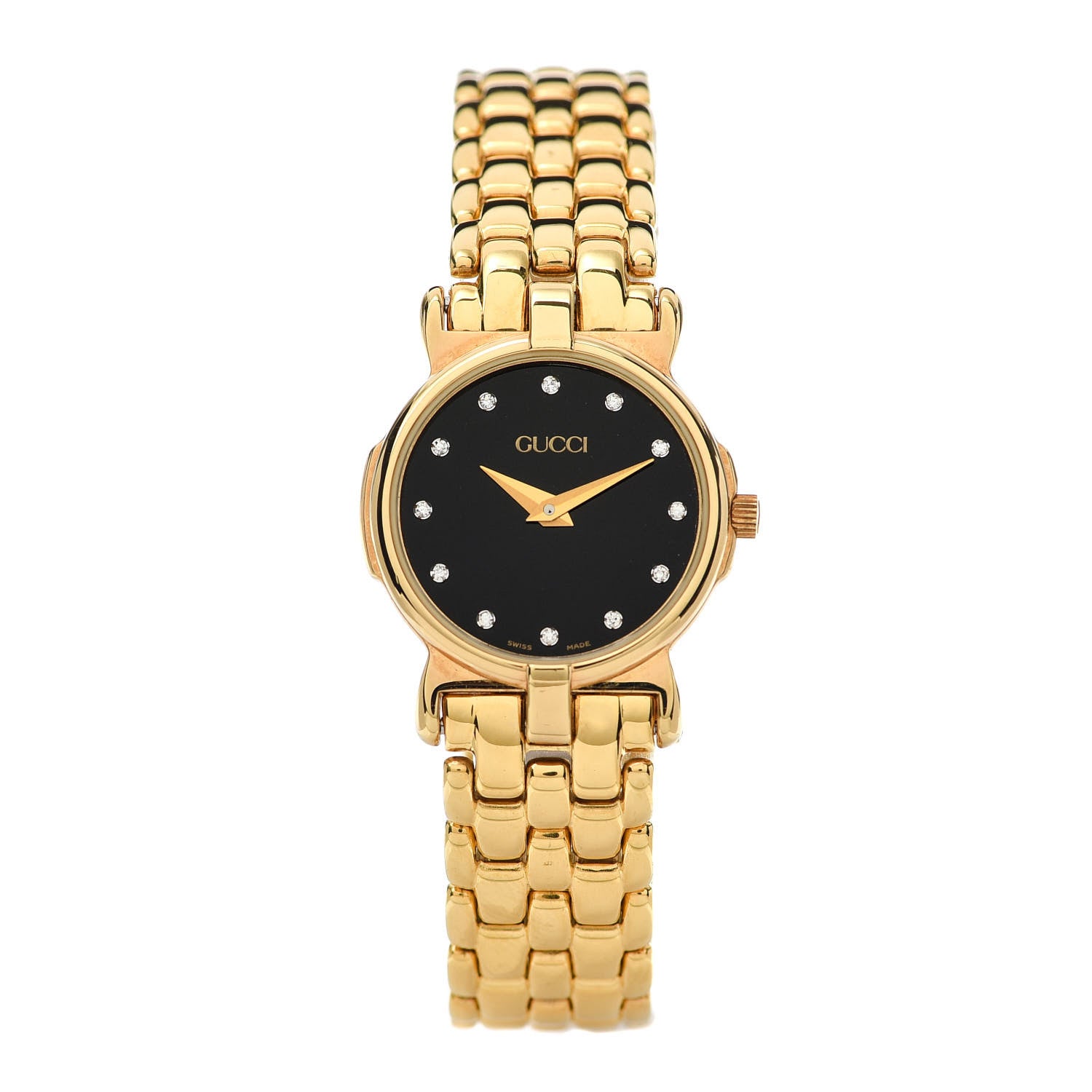 Gucci Stainless Steel Diamond 23mm 3400L Quartz Watch Black 1 of 7