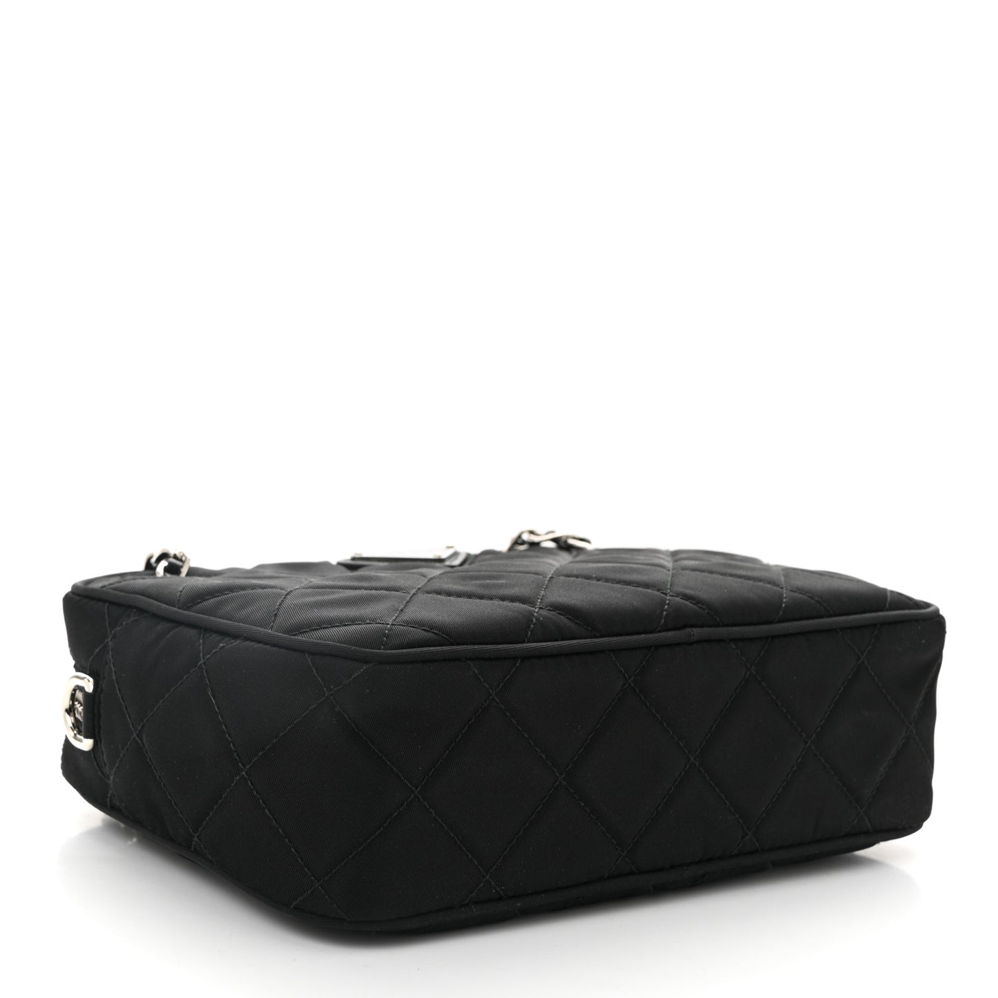 Nylon Tessuto Impuntu Quilted Bandoliera Crossbody Bag Black