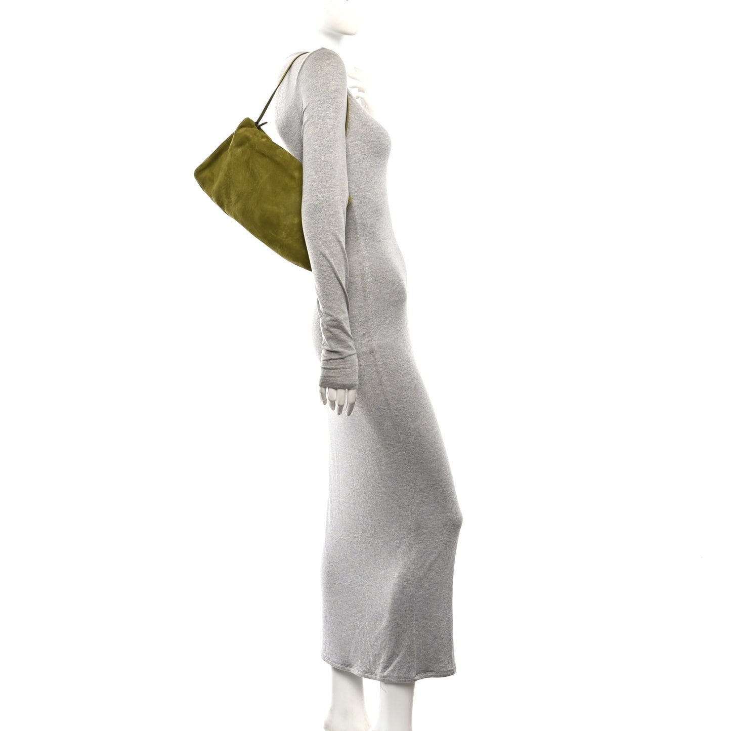 Suede Calfskin XL Bourse Clutch Golden Olive