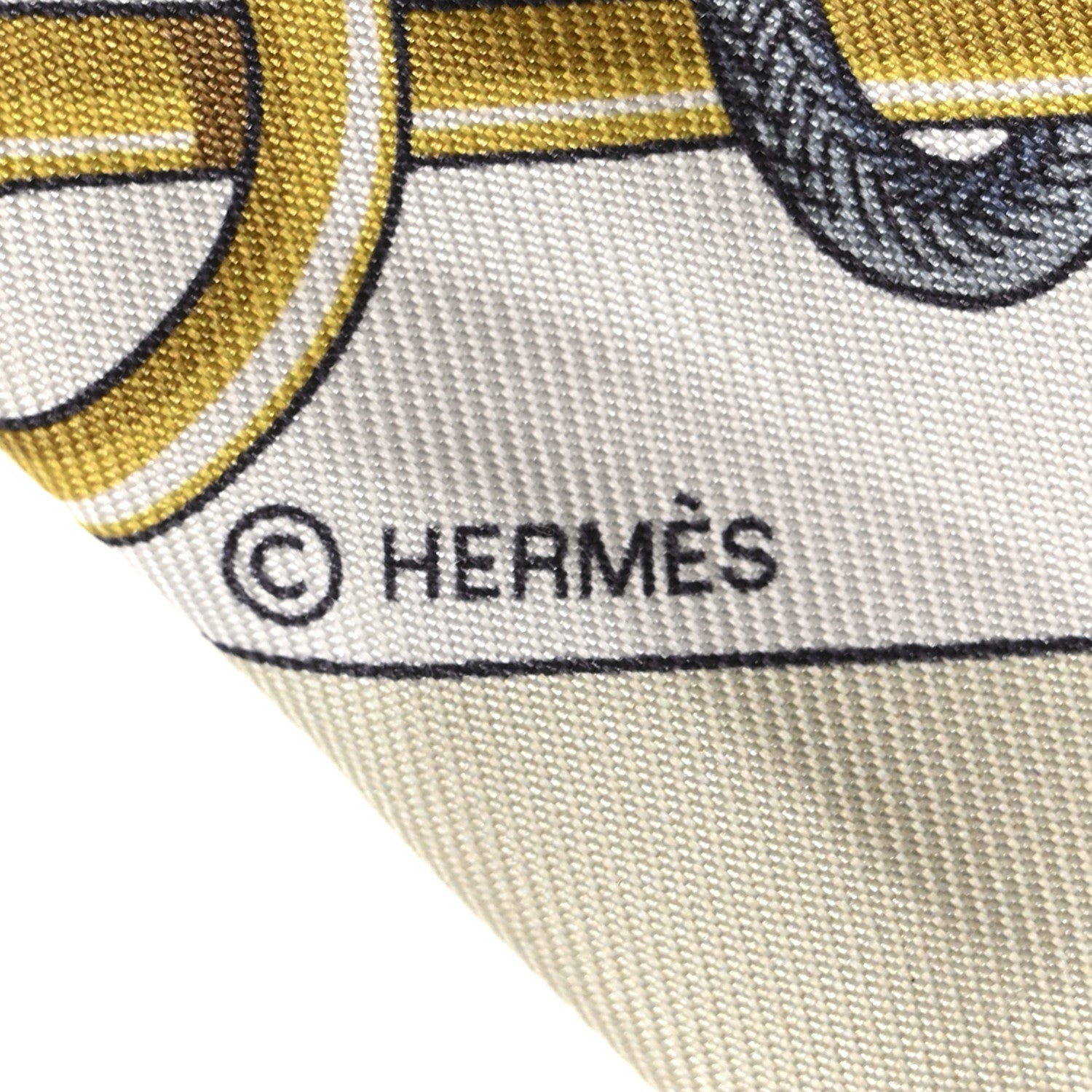 Hermes Silk Cliquetis Twilly White Jaune Clair Dore 4 of 6