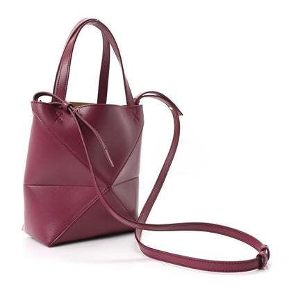 Loewe Shiny Calfskin Mini Puzzle Fold Tote Dark Burgundy 2 of 8