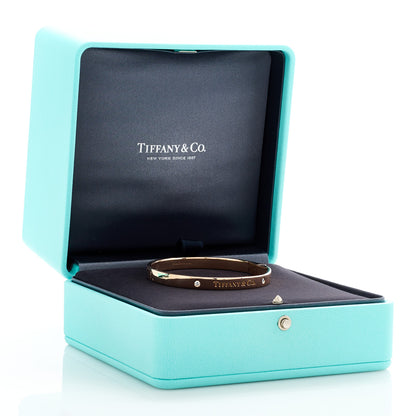 Tiffany 18K Rose Gold Diamond Hinged Bangle Bracelet 5 of 5