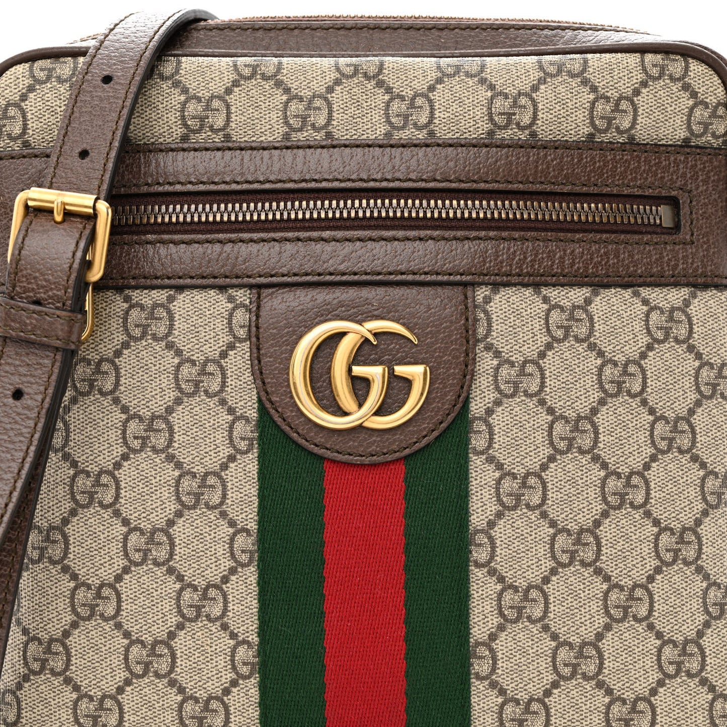 GG Supreme Monogram Web Small Ophidia Messenger Bag Brown