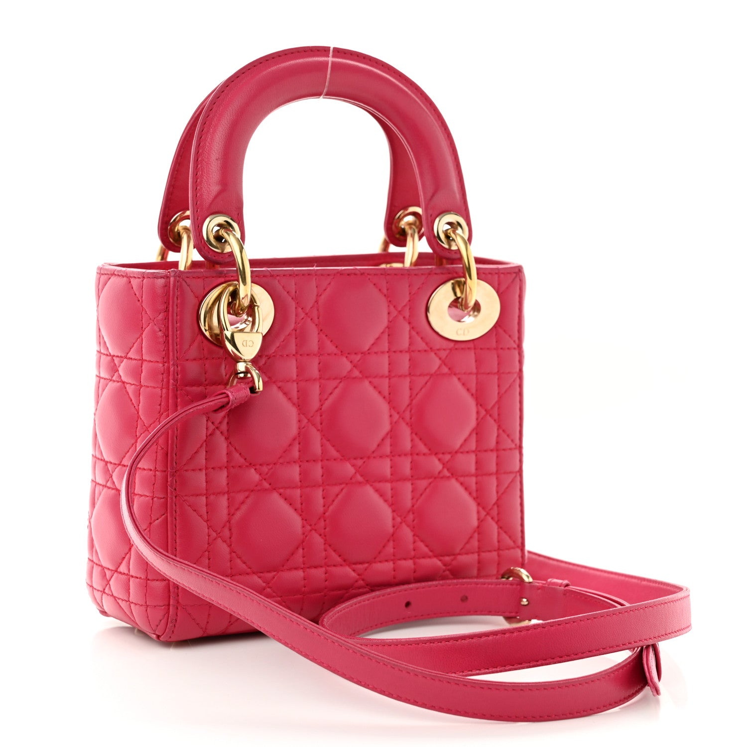 Christian Dior Lambskin Cannage Mini Lady Dior Fuchsia 2 of 10