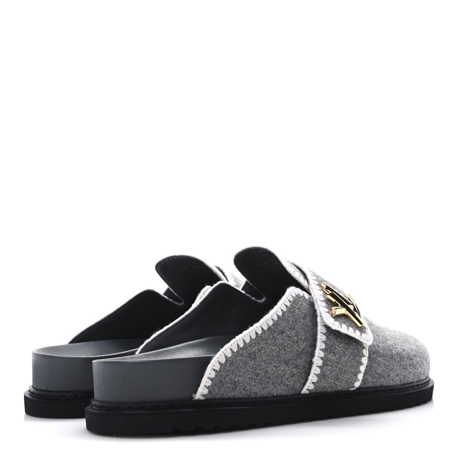 Louis Vuitton Wool Womens Cosy Flat Comfort Clog Mules 42 Anthracite Grey 5 of 9