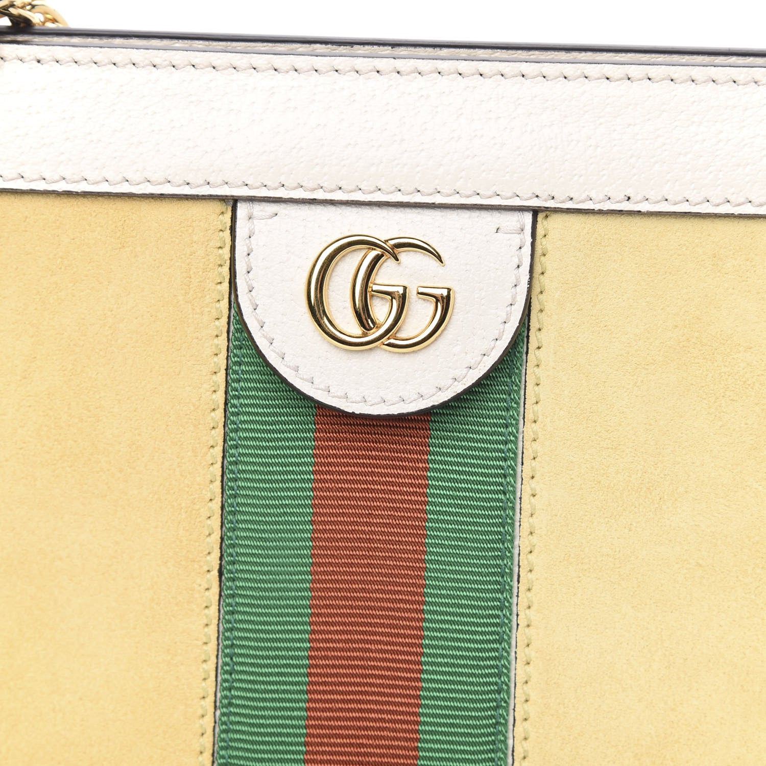 Gucci Suede Calfskin GG Web Small Ophidia Chain Shoulder Bag Burro New Mystic White 9 of 12