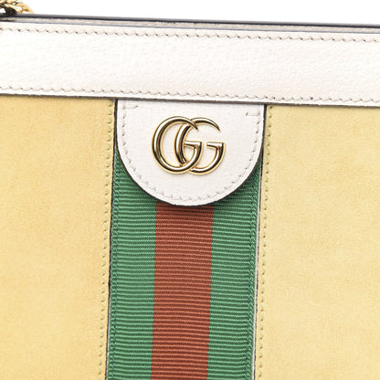 Gucci Suede Calfskin GG Web Small Ophidia Chain Shoulder Bag Burro New Mystic White 9 of 12