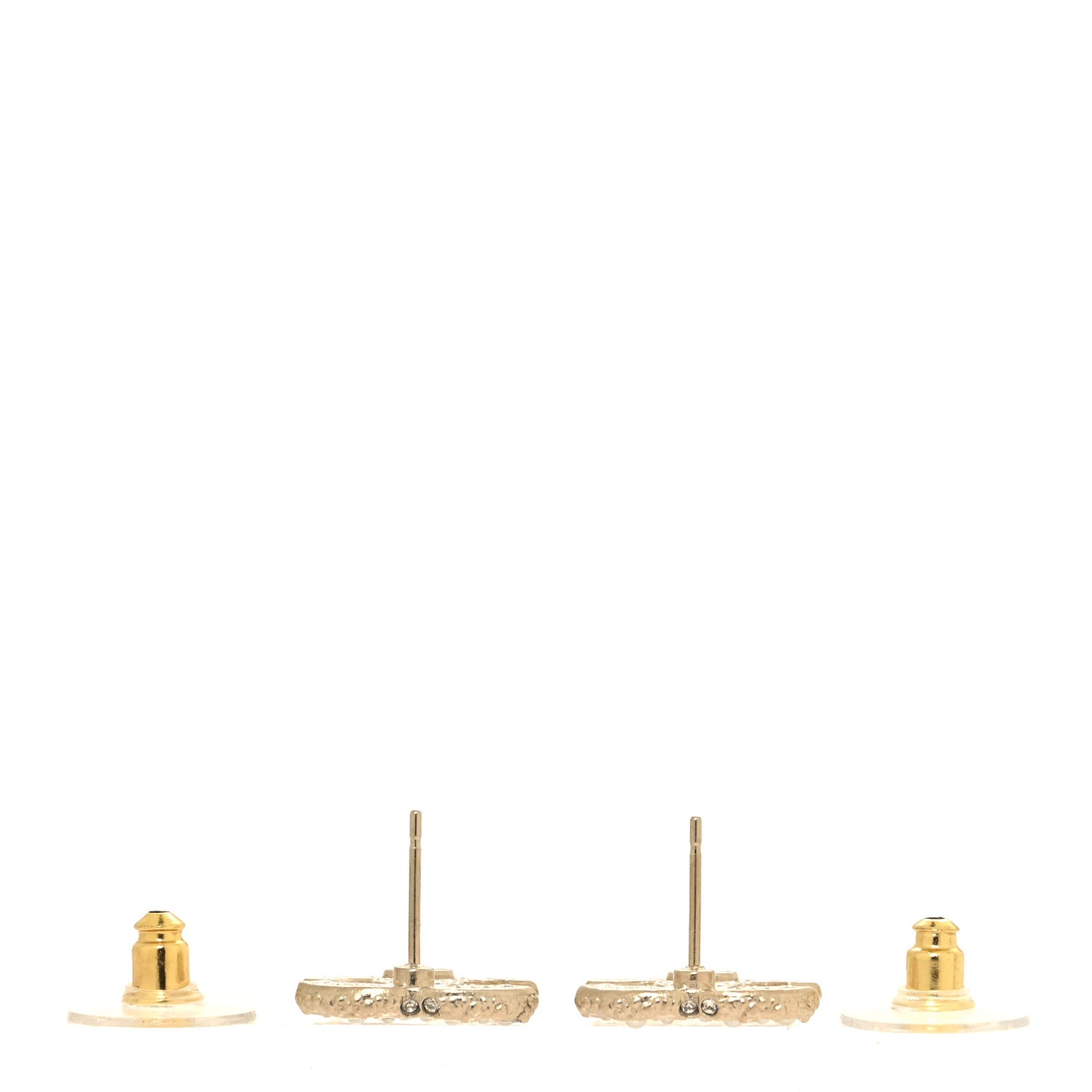 Crystal Pearl Caviar CC Stud Earrings Gold