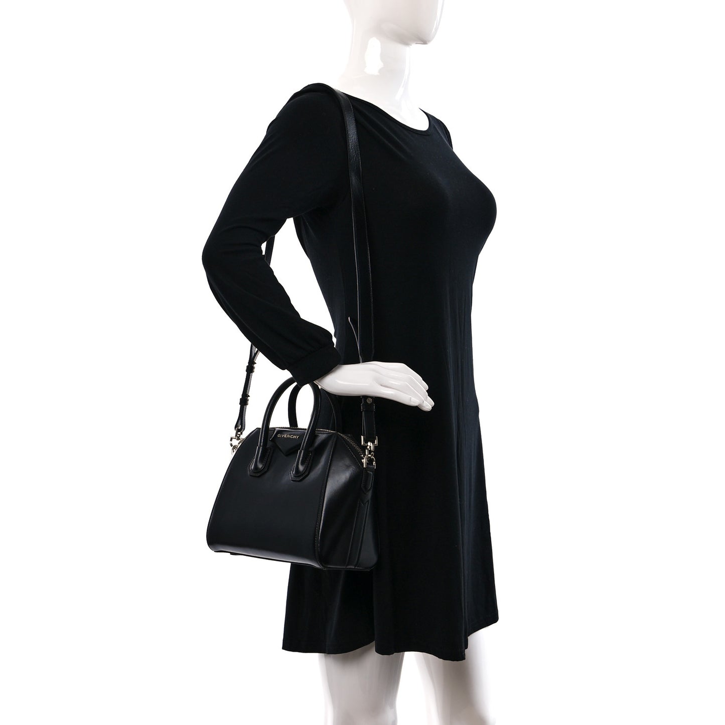 Shiny Lord Calfskin Mini Antigona Black