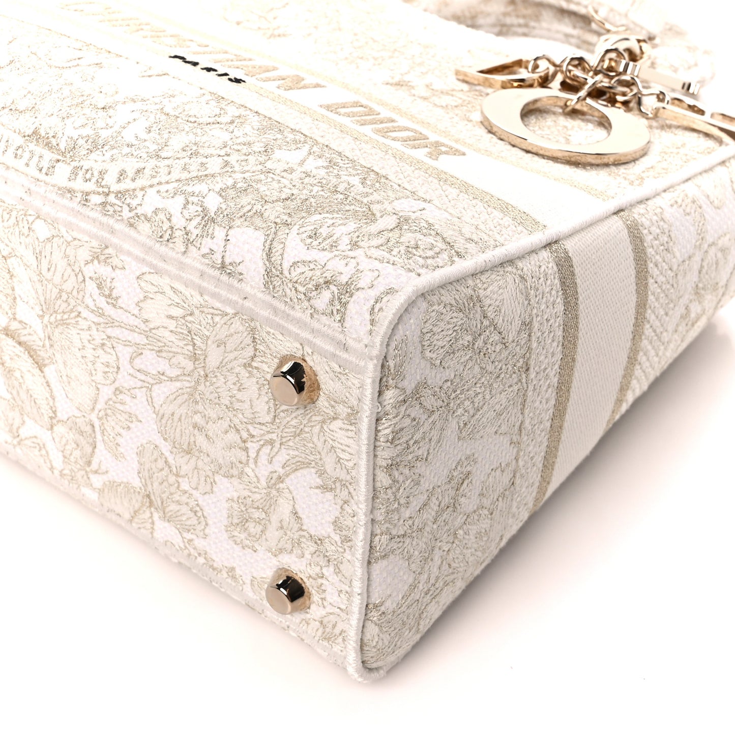 Canvas Around The World Stella Embroidered Medium Lady D-Lite White Gold