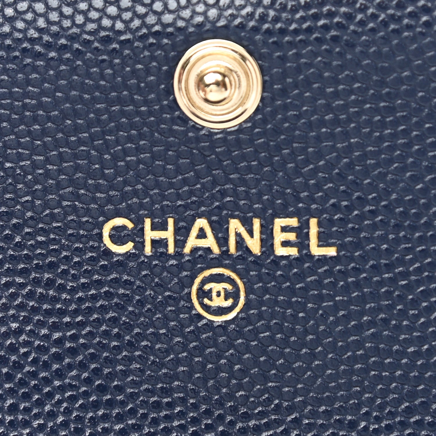 Chanel Caviar Quilted Crystal CC Flap Card Holder Navy Blue 6 of 9