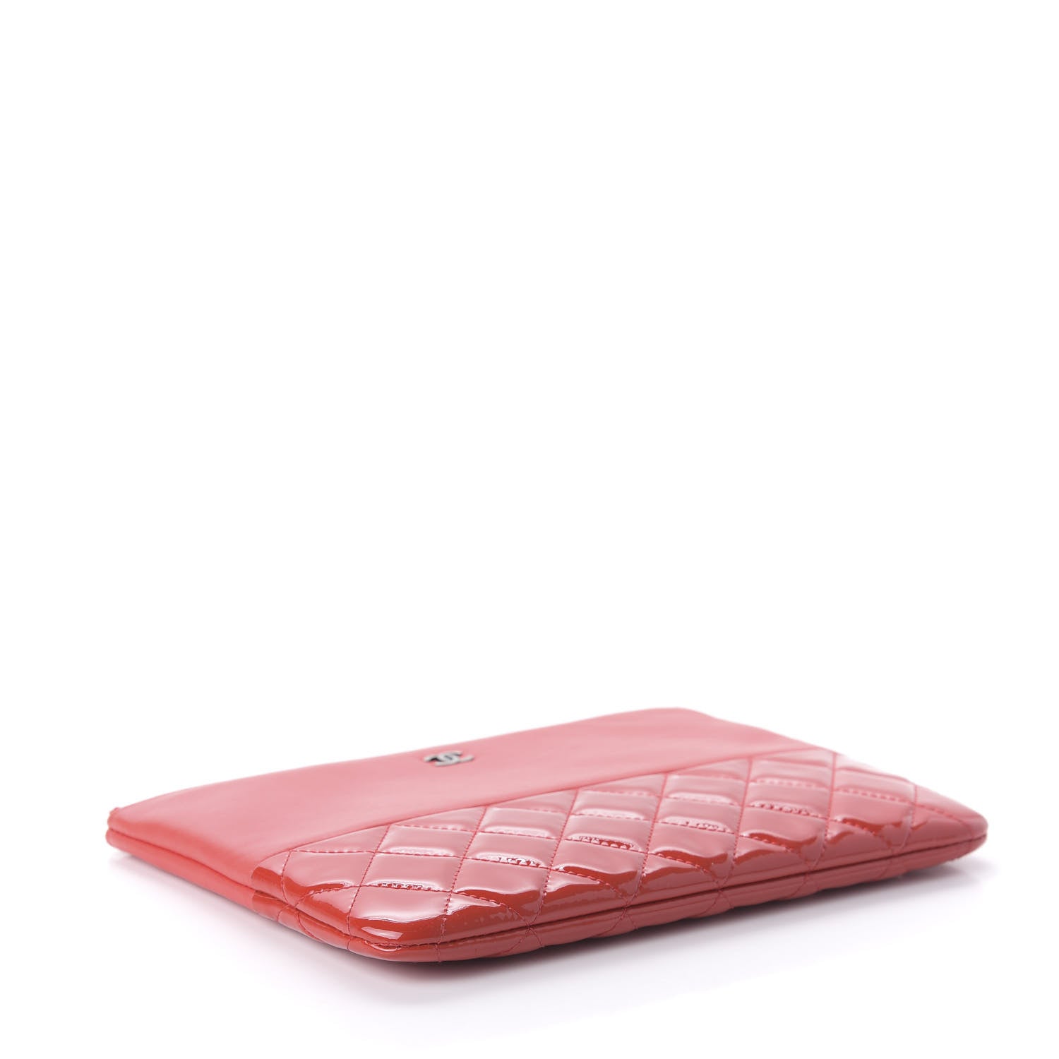 Chanel Calfskin Patent Quilted Medium Cosmetic Case Red 4 of 11