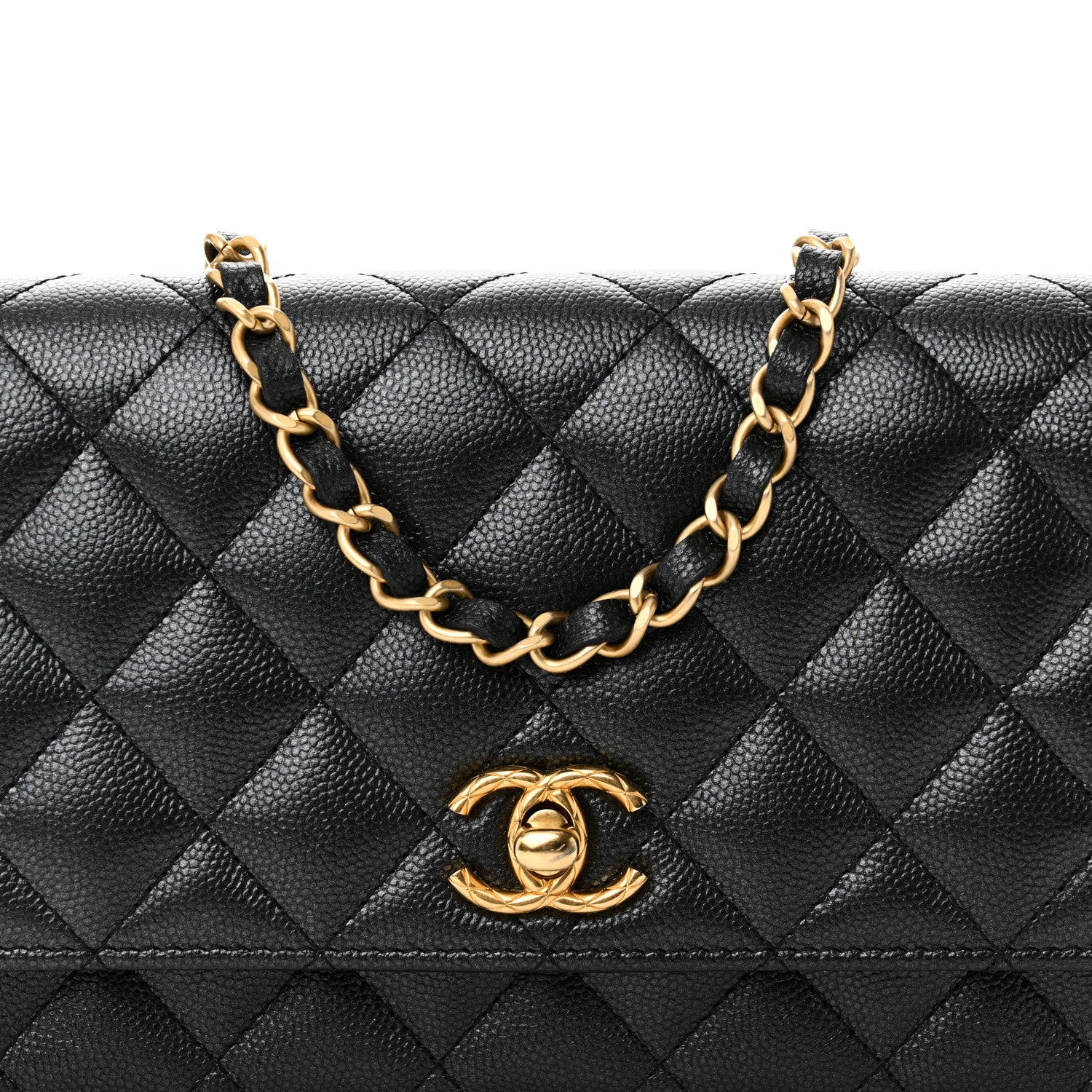 Chanel Pearly Caviar Quilted Fit For You Wallet On Chain WOC Black 9 of 11
