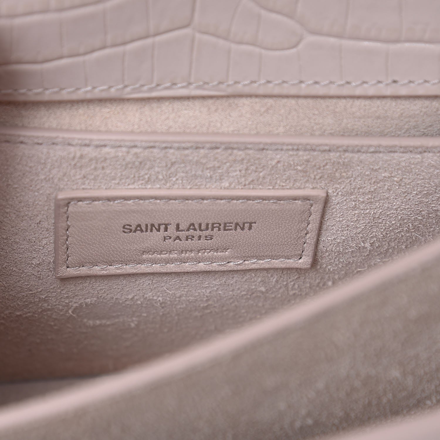 Saint Laurent Calfskin Crocodile Embossed Medium Monogram Sunset Powder Pink 7 of 7