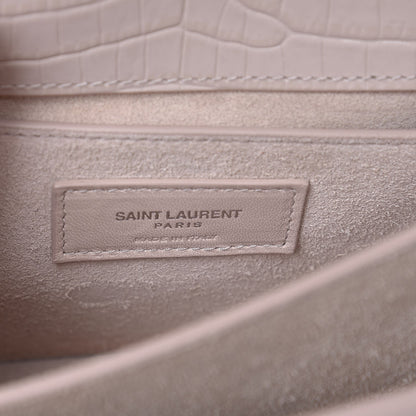 Saint Laurent Calfskin Crocodile Embossed Medium Monogram Sunset Powder Pink 7 of 7