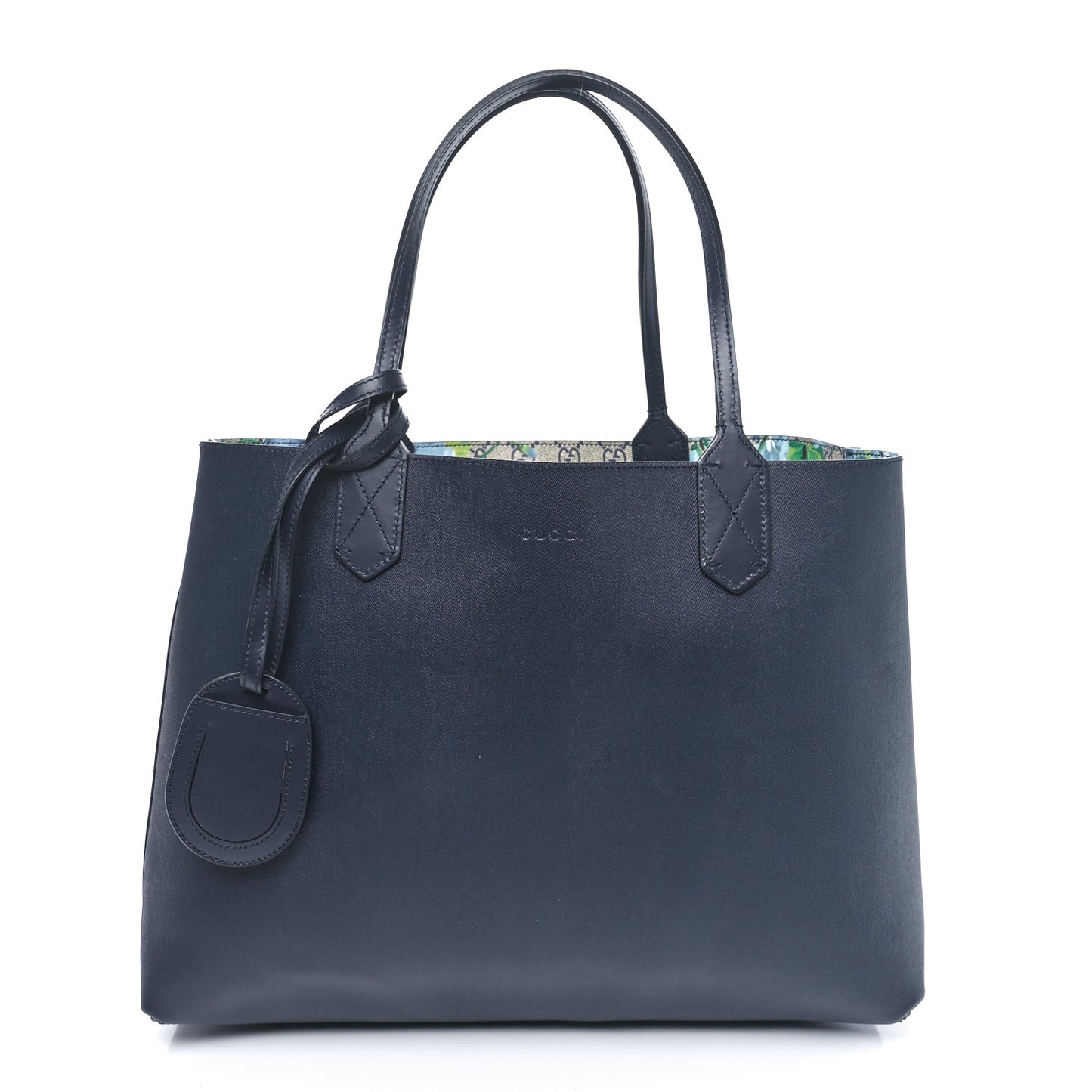 GG Supreme Monogram Blooms Medium Reversible Tote Beige Blue Navy