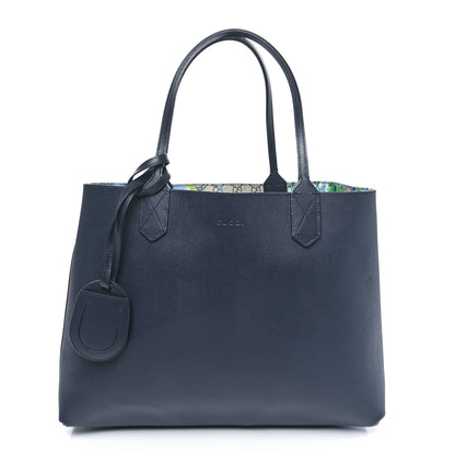 Gucci GG Supreme Monogram Blooms Medium Reversible Tote Beige Blue Navy 10 of 14