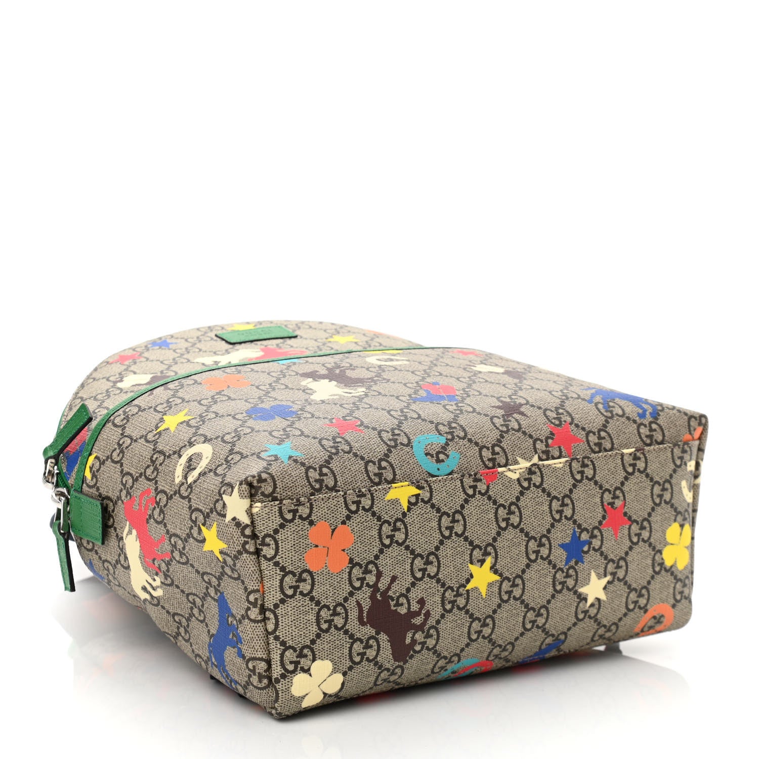 Gucci GG Supreme Monogram Ranch Childrens Backpack Beige Ebony Multicolor New Shamarock 4 of 10