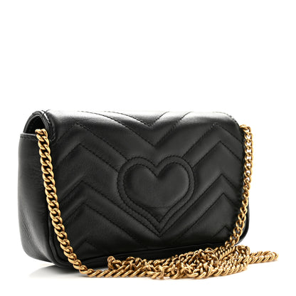 Gucci Calfskin Matelasse Super Mini GG Marmont Shoulder Bag Black 3 of 13
