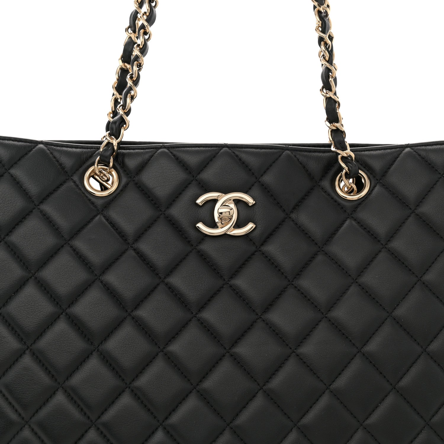 Chanel Calfskin Quilted Large CC Shopping Tote  Black 8 of 12
