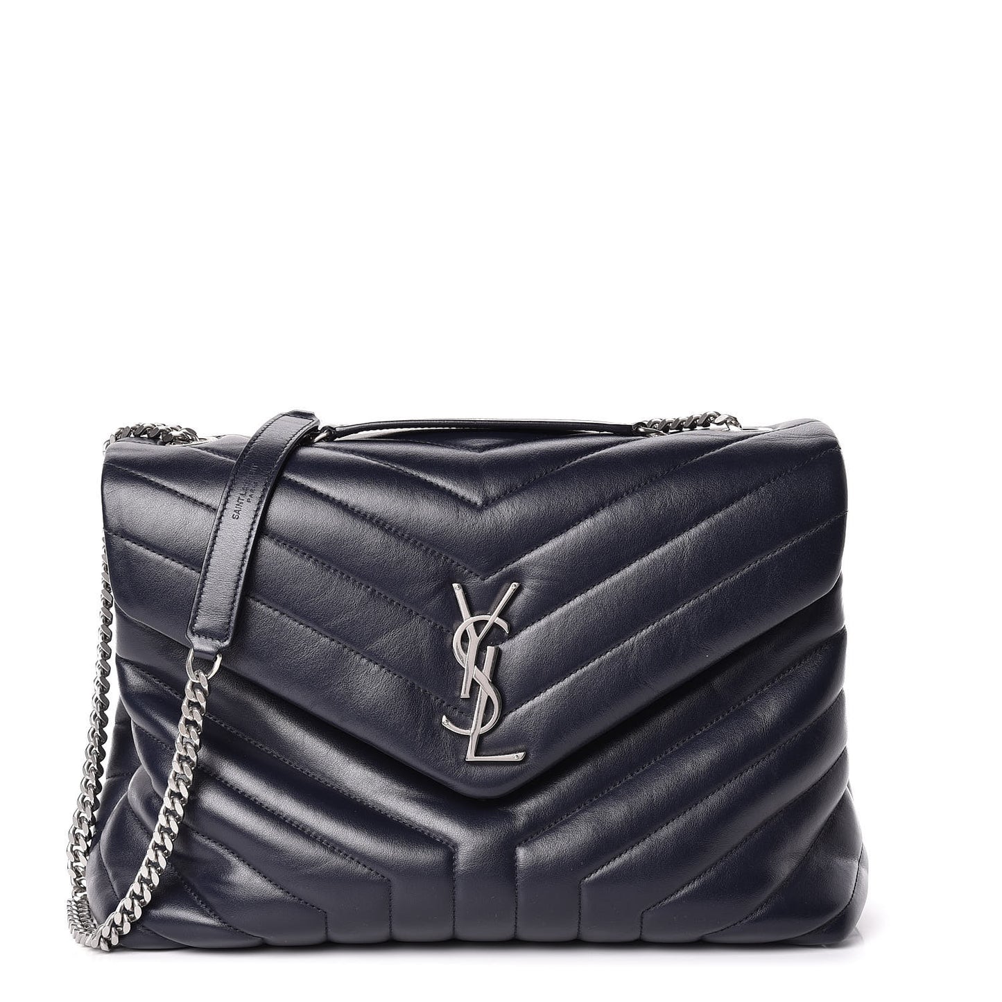 Calfskin Y Quilted Monogram Medium Loulou Chain Satchel Medium Blue