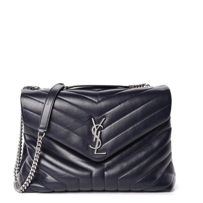 Saint Laurent Calfskin Y Quilted Monogram Medium Loulou Chain Satchel Medium Blue 1 of 13