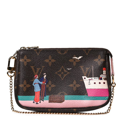 Louis Vuitton Monogram 2016 Christmas Animation Mini Pochette Accessories Rose Ballerine 1 of 10