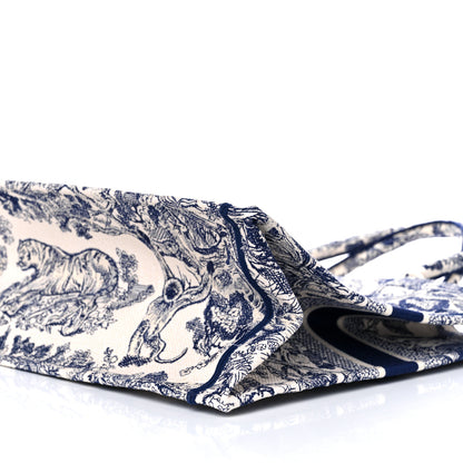 Christian Dior Canvas Embroidered Large Dioriviera Toile De Jouy Book Tote Blue 5 of 8