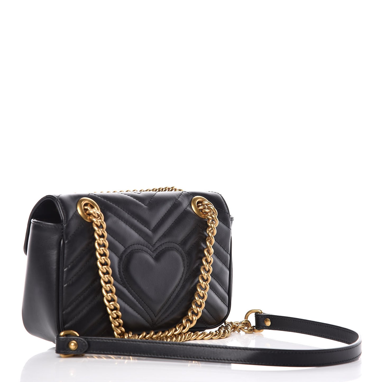 Calfskin Matelasse Mini GG Marmont Shoulder Bag Black