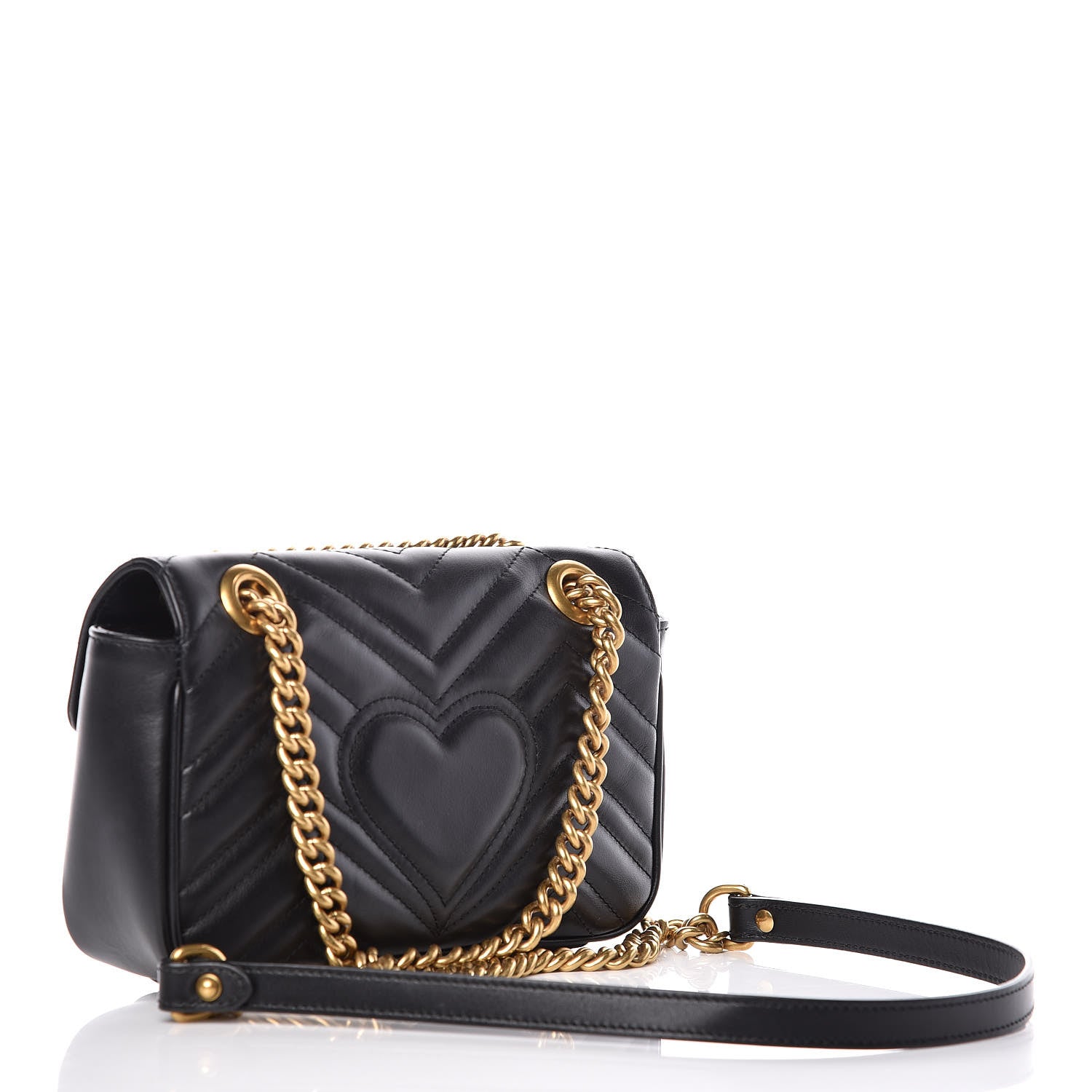 Gucci Calfskin Matelasse Mini GG Marmont Shoulder Bag Black 3 of 11