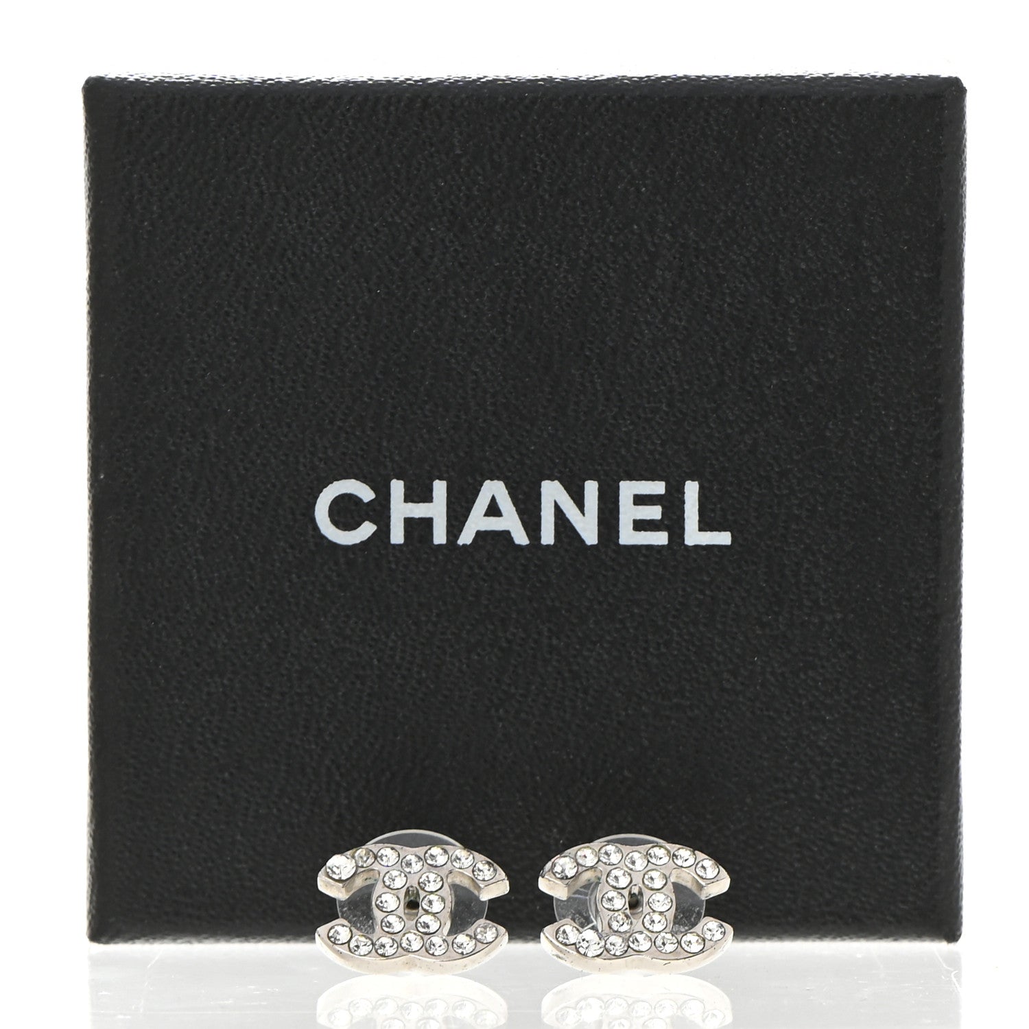 Chanel Crystal Mini CC Earrings Silver 6 of 6