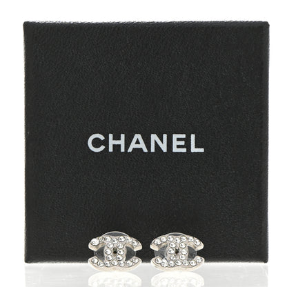 Chanel Crystal Mini CC Earrings Silver 6 of 6