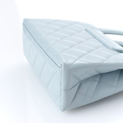 Chanel Shiny Aged Calfskin Quilted Nano Kelly Shopper Light Blue 10 of 10