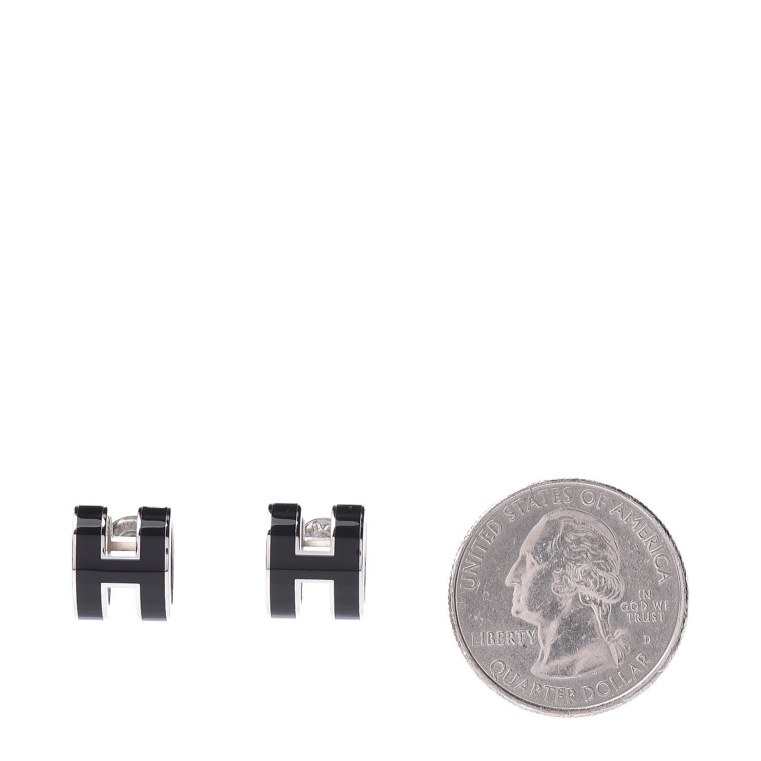 Hermes Palladium Lacquered Pop H Earrings Black 2 of 5