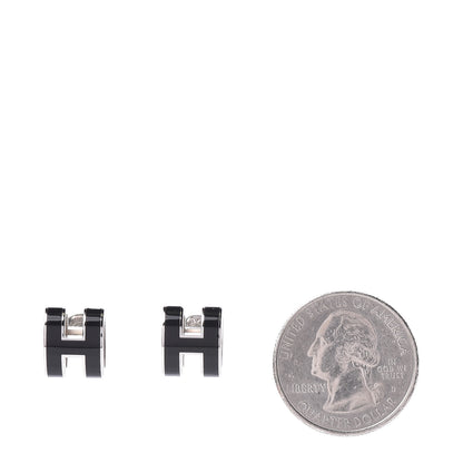 Hermes Palladium Lacquered Pop H Earrings Black 2 of 5