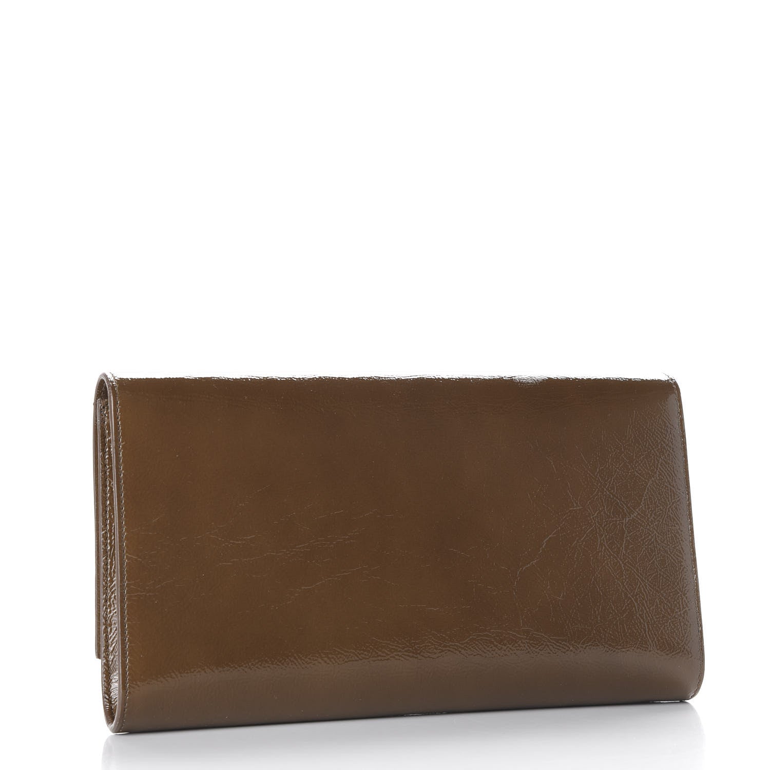 Saint Laurent Textured Patent Calfskin Large Belle De Jour Clutch Tobacco 2 of 8